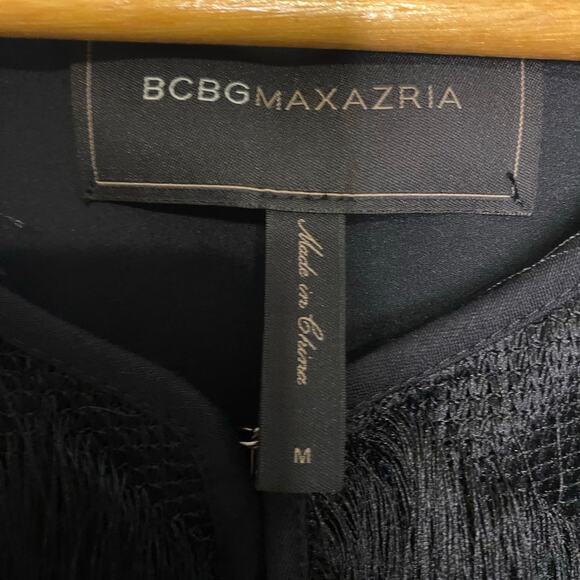 BCBG Max Azria Jaxon Cropped Black Fringe Jacket Medium Party Dressy - Picture 6 of 13